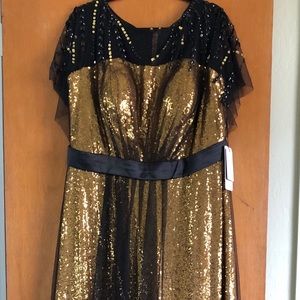 NWT JJsHouse Custom Gold & Black sequin gown